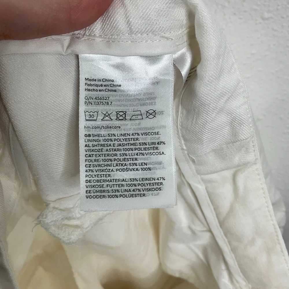 H&M White Linen Blend Pants‎ Size 4